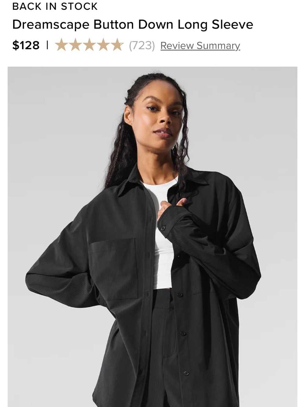 ALO Yoga Black Dreamscape Button-Down Shirt